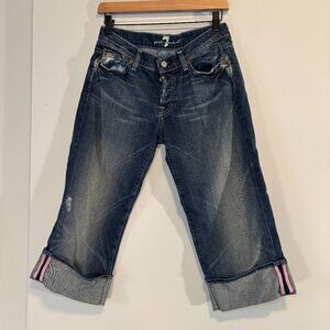 7 For All Mankind Women's Distressed Crop Boycut Jeans Size 27